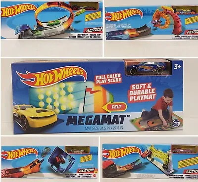 Mattel Hot Wheels Play Set With Track OR Megamat And 1 Vehicle New In Package • $11.19