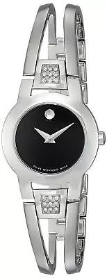 Movado Amorosa Ladies Diamond Watch - Silver Black Dial • $504.81