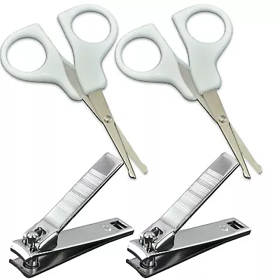 £4.98 • Buy 2x BABY NAIL CLIPPERS & SCISSORS SET Safety Child/Kids Finger/Toe ROUNDED TIP