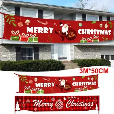 Merry Christmas Banner Wall Hanging Door Curtain Banners Home Party Decoration W • $15.05