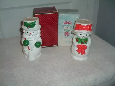 NEW Avon Mr Mrs Snowlight Bayberry Fragrance Candle Christmas Snowman VTG Set • $24.99