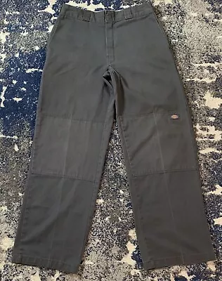 Dickies Pants Mens 30 X 30 Gray Double Knee Workwear Loose Fit Distressed Adults • $27