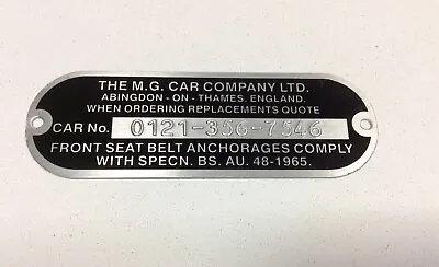 Mg Reverse Stamped Chassis Plate Mgb Gt Midget Roadster V8 Mgf Mga Mgc 1098 • $53.50