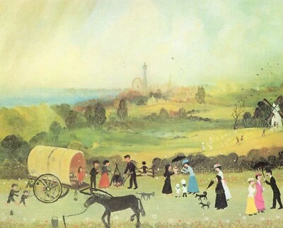 £15 • Buy Edwardian Children At Blackpool With Artist Helen Bradley Lovely Mounted Print