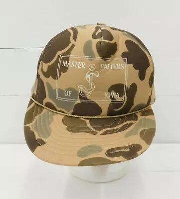 VTG Camoflauge  MASTER BAITERS Of IOWA  Snapback Truckers Hat Cap / A-17 • $49.66