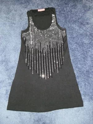 PINK PUMP Top Women Black Scoop Sleeveless Sequin  Ladies • $8.95