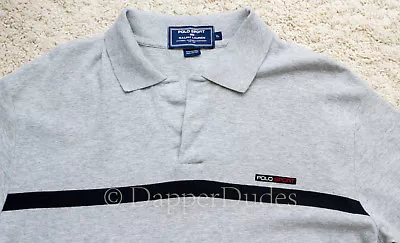 VTG 90's POLO SPORT Ralph Lauren Magnetic Collar Polo Shirt-Men XL-Heather Gray • $19.99