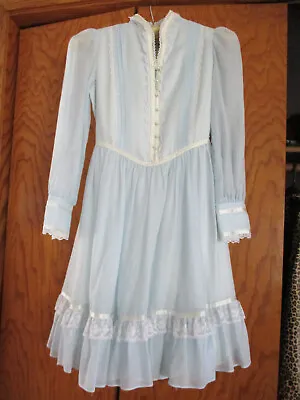 Gunne Sax 1970 By Jessica McClintock Lt Blue Dress Prairie Vintage Youth Size 10 • $100