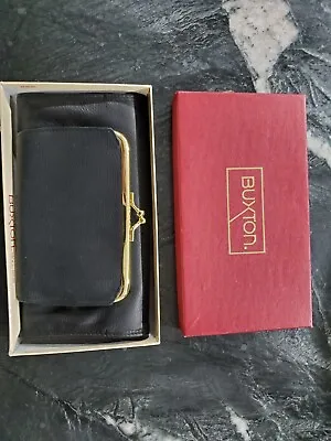 Vintage Buxton Organizer Clutch Wallet Coin Purse Checkbook Black Leather New • $10