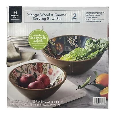 Member's Mark 2 Piece Eco-Friendly Mango Wood & Enamel Serving Bowl Set • $24.99