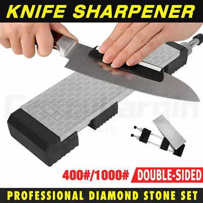 $33.99 • Buy Double Sided Diamond Sharpening Stone Grind Kitchen Knife Sharpener Whetstone