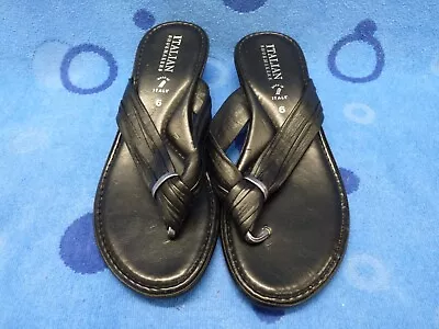 Italian Shoemakers Black Low Platform Wedge Sandals Flip Flop Size 6 • £17.36