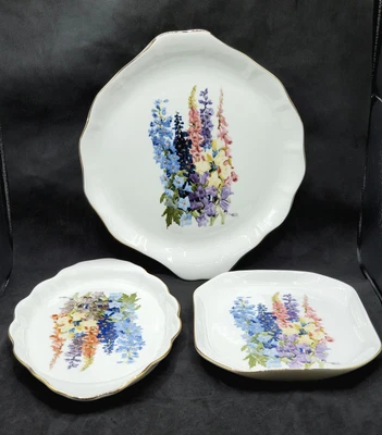 $25.89 • Buy Vintage Elizabeth Berry Designs Floral Decorative Plates Set Of 3 Bone China