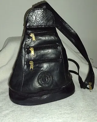 Bol Sos Moda Small Vintage Black Leather Backpack 12 X8  Unisex • $45.99