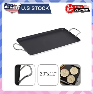 Imusa Large 20  X 12  Nonstick Double Burner Griddle With Metal Handles Black • $36.59