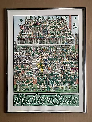 Vintage 1986 1989 John Holladay Michigan State Spartans Team Poster Caricature • $99.99