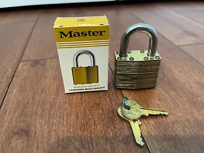 Master Lock Padlock Maximum Security #2 Laminated Brass USA Made Vintage NOS • $19.51