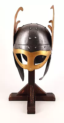 MINI Crusader Knight Medieval Helmet Table Decorative Stand With Magnet On Top • $35.14