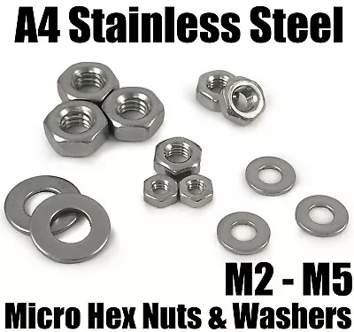 A4 Stainless Steel Micro Model RC CARS AIR AERO PLANES Hex Full Nuts & Washers A • £69.06