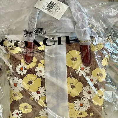 COACH C9721 Willow Tote Signature Canvas Floral Print Tan Rust - FACTORY SEALED • $250