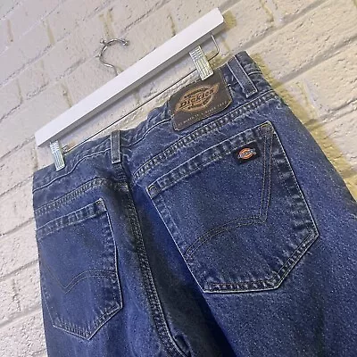 Dickies Flannel Lined Jeans Mens 32x34 Blue Denim Relaxed Fit   P321983 • $18.04