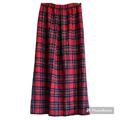 Pendleton Skirt Sz 14 Red Tartan Plaid Maxi Floor Length Virgin Wool Vintage • $75