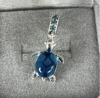 Pandora Blue Murano Glass Sea Turtle Dangle Charm S925 ALE • £19.99
