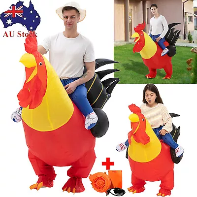 Men Kids Inflatable Red Rooster Costume Animal Party Farm Mascot Blow Up Chicken • $12.50