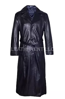 Mens Wesley Snipes Blade Trinity Classic Cosplay Black Leather Trench Coat • $134.99