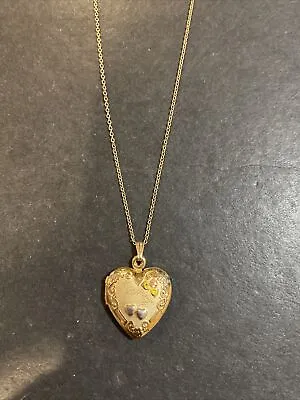 Vintage Gold Filled “ I Love You” Heart Locket Pendant & Chain Necklace • $49.99