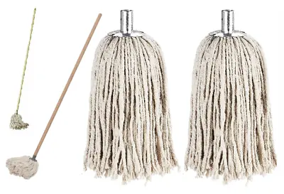 £4.95 • Buy Pole & Refill Set Pure Cotton String Mop Head Steel Socket Cleaning Floor Sweep