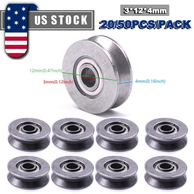 $10.69 • Buy 20/50X LSTOPGO V-groove Sealed Guide Pulley Rail Ball Bearing 3x12x4 V623/603ZZ