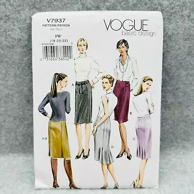 Vogue 7937 Plus Size Straight Skirt Misses 18 22 Sewing Pattern Basic Design • $9.99