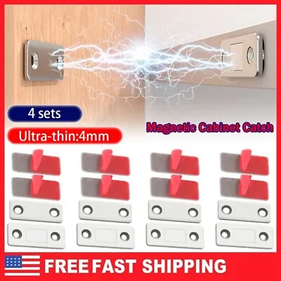 4 Sets Magnetic Door Closer Cabinet Catch Latch Ultra Thin Drawer Closures Locks • $4.99