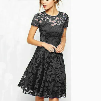 £12.99 • Buy Women Lace Mini Dress Ladies Plus Size Summer Evening Party Cocktail Size 8 -22