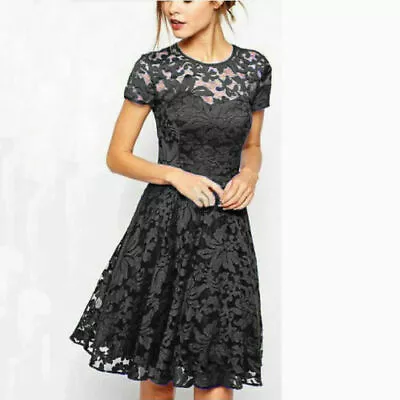 Women Lace Mini Dress Ladies Plus Size Summer Evening Party Cocktail Size 8 -22 • £12.99