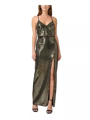 AIDAN AIDAN MATTOX Womens Gold Spaghetti Strap Maxi Cocktail Sheath Dress 4 • $80.99