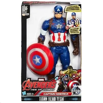 Marvel Avengers Age Of Ultron Titan Hero Tech Captain America 12  Action Figure • £18.95