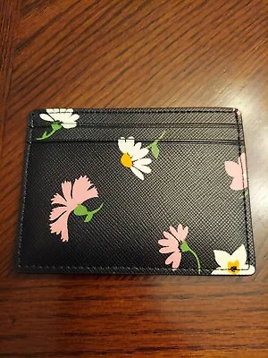 New Kate Spade New York Madison Floral Printed Small Slim Card Holder Blk Multi • $7.89