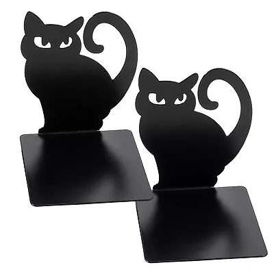 2PCS  Black Metal Bookends Cute Decorative Book Holders For Shelves • $20.06