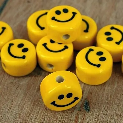 £3.99 • Buy Beads, Emoji Smile Faces,  Clay Polymer , Jewellery Making Pk 10 G18