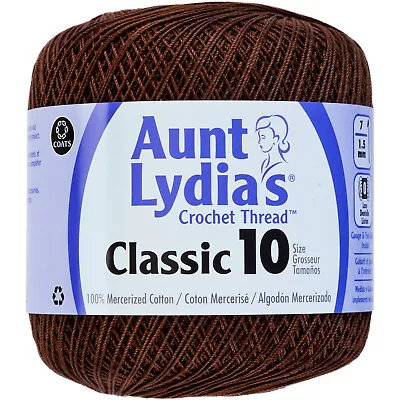 Aunt Lydia's Classic Crochet Thread Size 10-Fudge Brown 154-131 • £11.20