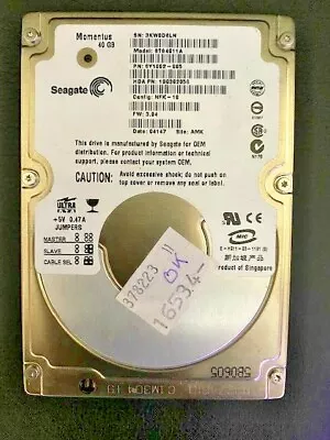 Seagate 40GB IDE PATA 2.5  Laptop Hard Disk Drive HDD ST94011A  • £22.99