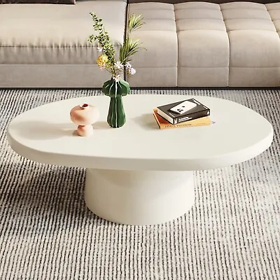 GUYII Round Coffee Table Modern Center Coffee Table Living Room Cream White • $426.90