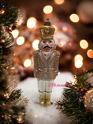 Set Of 3 Gold Silver Glitter Pink Nutcracker Ornaments Vintage Style Christmas • $22