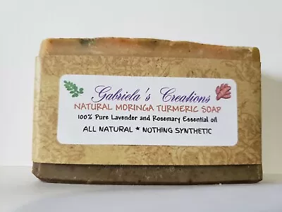 ORGANIC MORINGA TURMERIC NATURAL SOAP - With Lavender And Rosemary Essential Oil • $9.99