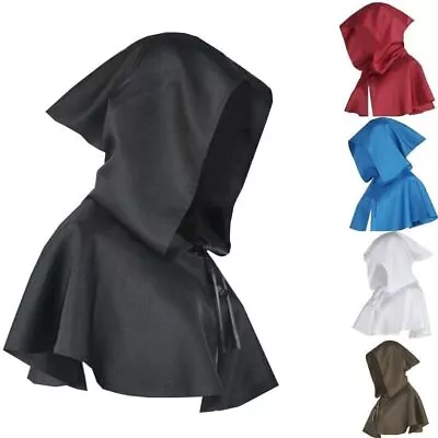 Man's Medieval Cowl Hat Cosplay Party Grim Wicca Pagan Witches Hoody Cloak Cape • £8.59