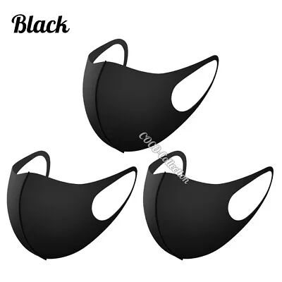 3X Washable Face Mask Unisex Black Fashion Mouth Cover Protective Masks Reusable • $6.95