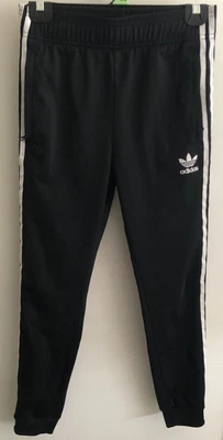$16 • Buy KIDS UNIXSEX BOYS/GIRLS SUPERSTAR ADIDAS BLACK 3 Stripe PANTS  Age 11-12 EC