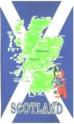 Scottish Tea Towel Scotland Map Souvenir Gift Saltire St Andrews Flag Piper • £4.95